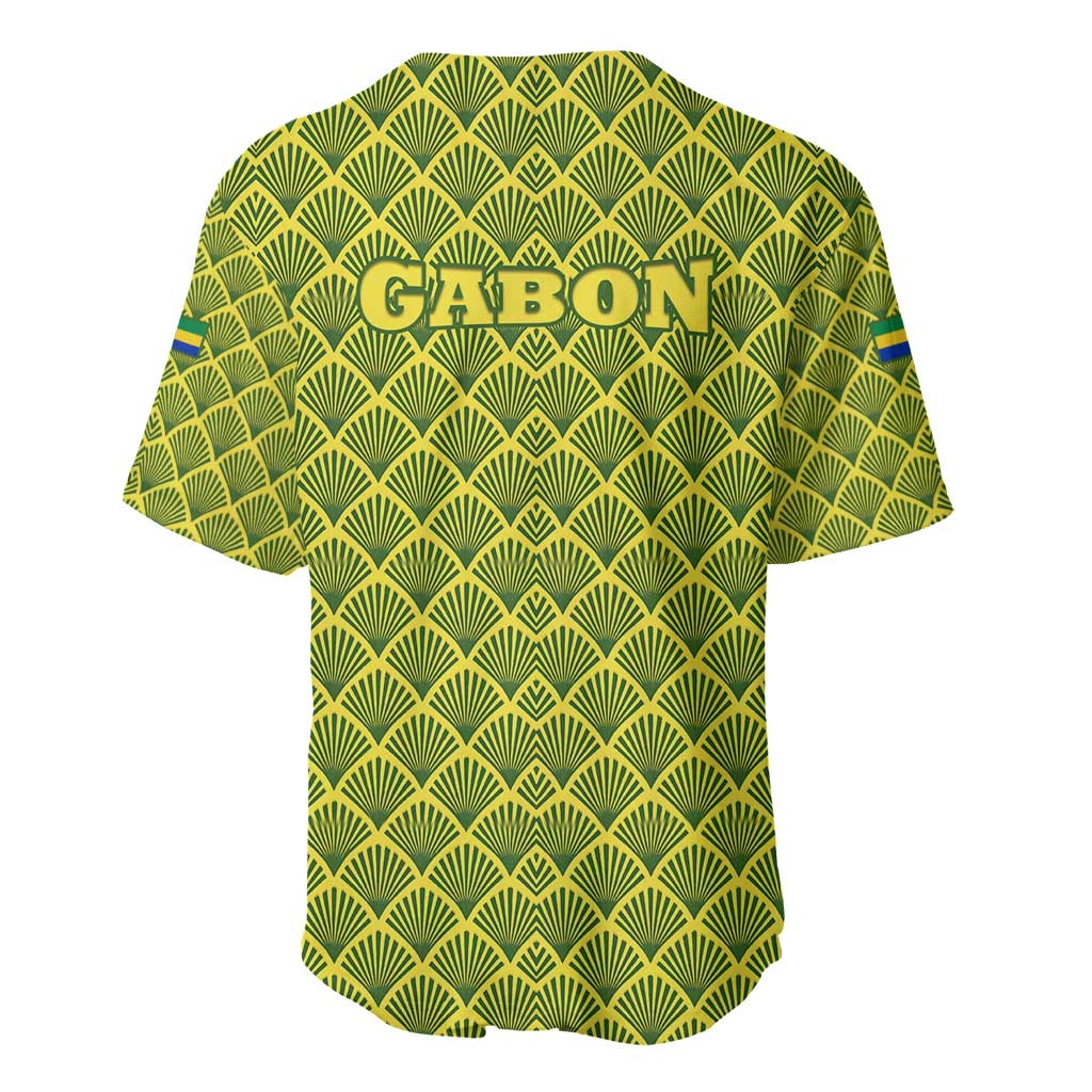 Gabon Tribal Pattern Baseball Jersey - National Flag Colors and Bold Text Design
