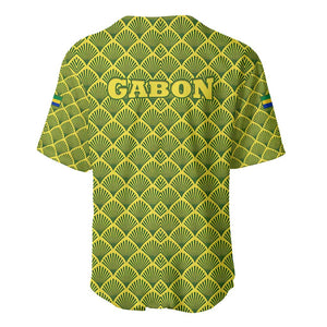 Gabon Tribal Pattern Baseball Jersey - National Flag Colors and Bold Text Design