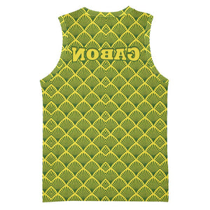 Gabon Tribal Pattern Basketball Jersey - National Flag Colors and Bold Text Design - African Pride