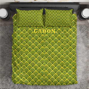 Gabon Tribal Pattern Bedding Set - National Flag Colors and Bold Text Design