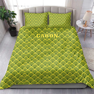 Gabon Tribal Pattern Bedding Set - National Flag Colors and Bold Text Design