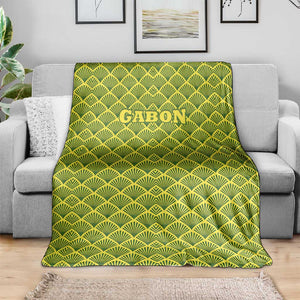 Gabon Tribal Pattern Blanket - National Flag Colors and Bold Text Design