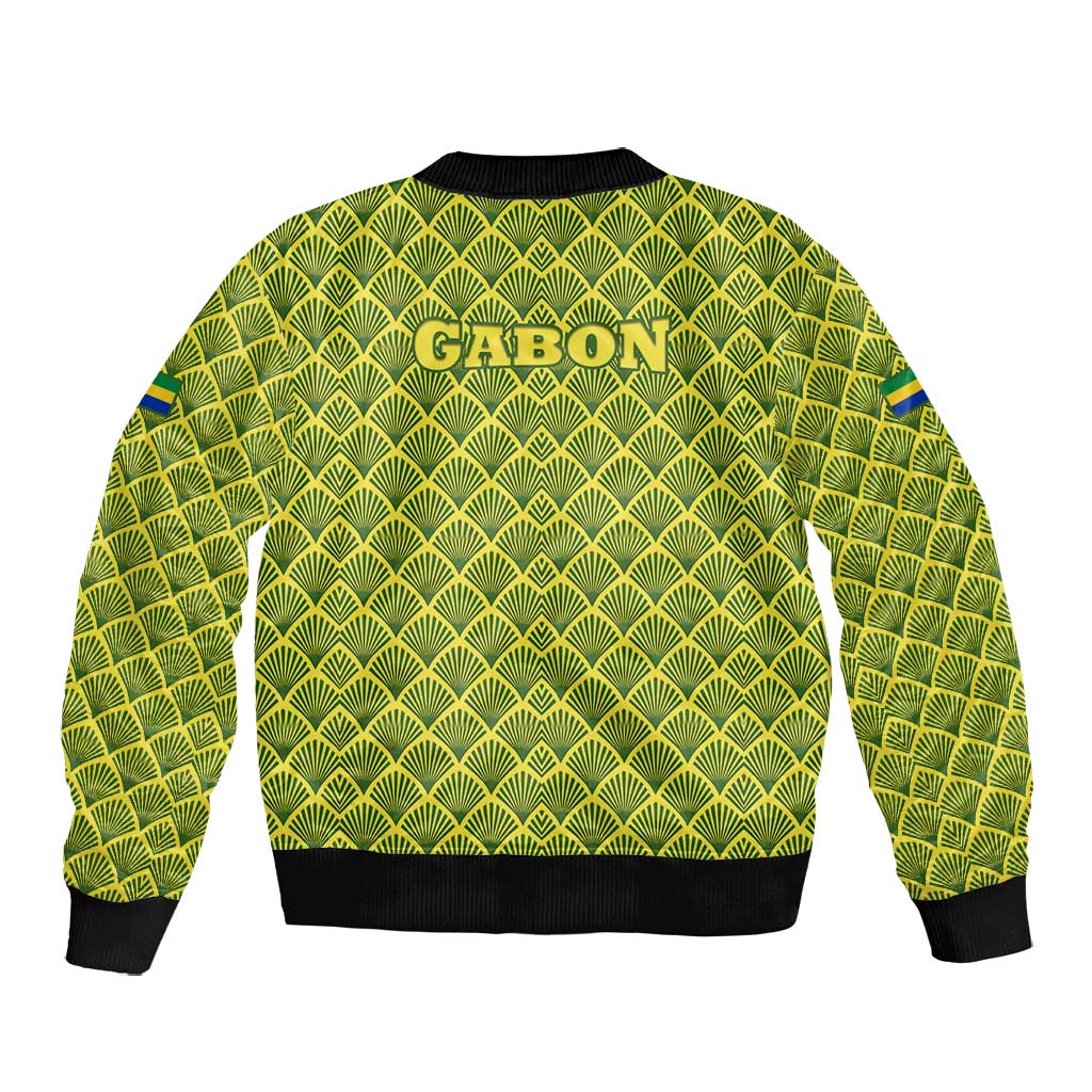Gabon Tribal Pattern Bomber Jacket - National Flag Colors and Bold Text Design