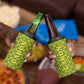 Gabon Tribal Pattern 4 in 1 Can Cooler Tumbler - National Flag Colors and Bold Text Design