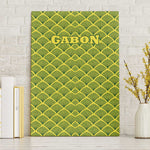 Gabon Tribal Pattern Canvas Wall Art - National Flag Colors and Bold Text Design