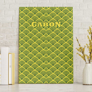 Gabon Tribal Pattern Canvas Wall Art - National Flag Colors and Bold Text Design