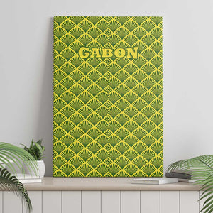 Gabon Tribal Pattern Canvas Wall Art - National Flag Colors and Bold Text Design