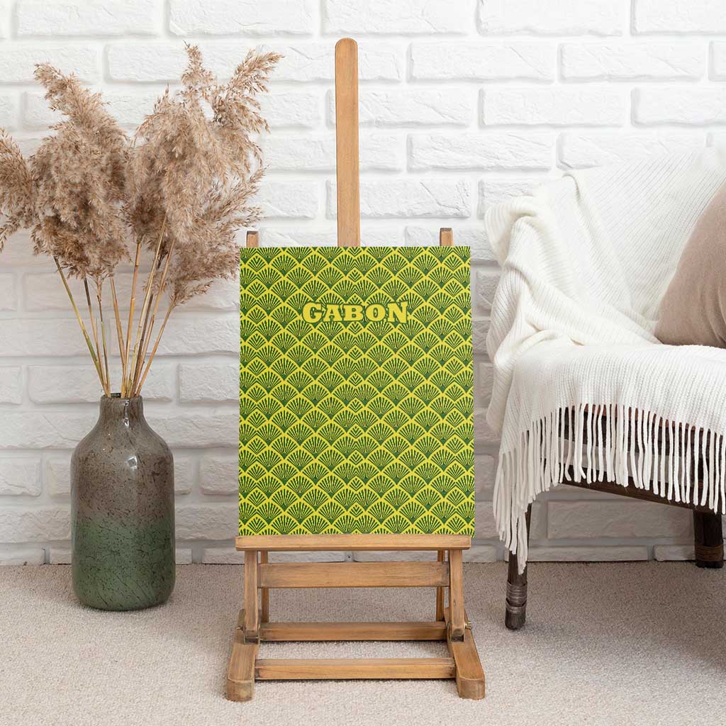 Gabon Tribal Pattern Canvas Wall Art - National Flag Colors and Bold Text Design
