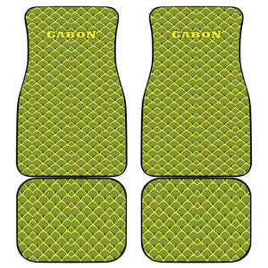 Gabon Tribal Pattern Car Mats - National Flag Colors and Bold Text Design