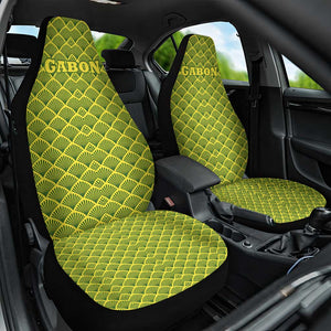 Gabon Tribal Pattern Car Seat Cover - National Flag Colors and Bold Text Design
