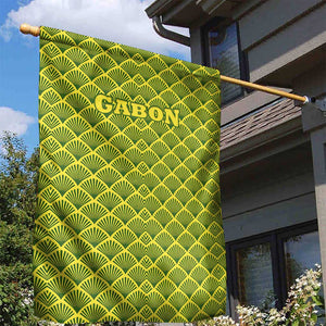 Gabon Tribal Pattern Garden Flag - National Flag Colors and Bold Text Design