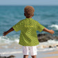 Gabon Tribal Pattern Kid Hawaiian Shirt - National Flag Colors and Bold Text Design