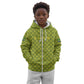 Gabon Tribal Pattern Kid Hoodie - National Flag Colors and Bold Text Design