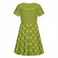 Gabon Tribal Pattern Kid Short Sleeve Dress - National Flag Colors and Bold Text Design