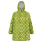 Gabon Tribal Pattern Kid Wearable Blanket Hoodie - National Flag Colors and Bold Text Design