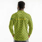 Gabon Tribal Pattern Long Sleeve Polo Shirt - National Flag Colors and Bold Text Design