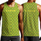 Gabon Tribal Pattern Men Tank Top - National Flag Colors and Bold Text Design