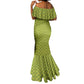 Gabon Tribal Pattern Mermaid Dress - National Flag Colors and Bold Text Design