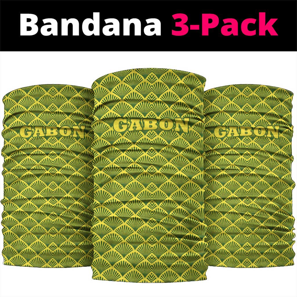 Gabon Tribal Pattern Neck Gaiter - National Flag Colors and Bold Text Design TS04