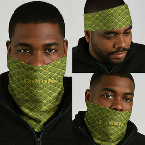 Gabon Tribal Pattern Neck Gaiter - National Flag Colors and Bold Text Design - African Pride