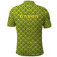 Gabon Tribal Pattern Polo Shirt - National Flag Colors and Bold Text Design