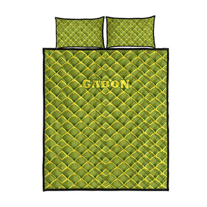 Gabon Tribal Pattern Quilt Bed Set - National Flag Colors and Bold Text Design