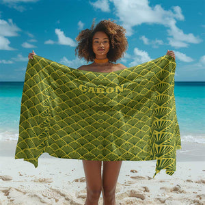 Gabon Tribal Pattern Sarong - National Flag Colors and Bold Text Design