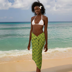 Gabon Tribal Pattern Sarong - National Flag Colors and Bold Text Design