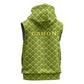 Gabon Tribal Pattern Sleeveless Zip Hoodie - National Flag Colors and Bold Text Design - African Pride