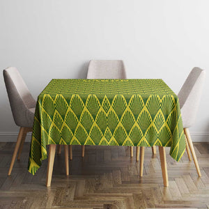 Gabon Tribal Pattern Tablecloth - National Flag Colors and Bold Text Design