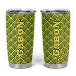 Gabon Tribal Pattern Tumbler Cup - National Flag Colors and Bold Text Design