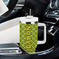 Gabon Tribal Pattern Tumbler With Handle - National Flag Colors and Bold Text Design