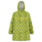Gabon Tribal Pattern Wearable Blanket Hoodie - National Flag Colors and Bold Text Design