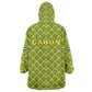 Gabon Tribal Pattern Wearable Blanket Hoodie - National Flag Colors and Bold Text Design