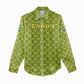 Gabon Tribal Pattern Women Casual Shirt - National Flag Colors and Bold Text Design