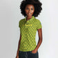 Gabon Tribal Pattern Women Polo Shirt - National Flag Colors and Bold Text Design