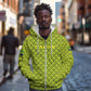 Gabon Tribal Pattern Zip Hoodie - National Flag Colors and Bold Text Design