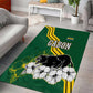 Gabon Area Rug - Black Panther Graphic and Hibiscus Flower Design in National Colors