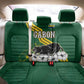 Gabon Back Car Seat Cover - Black Panther Graphic and Hibiscus Flower Design in National Colors