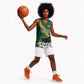 Gabon Basketball Jersey - Black Panther Graphic and Hibiscus Flower Design in National Colors TS04