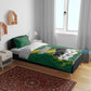 Gabon Bedding Set - Black Panther Graphic and Hibiscus Flower Design in National Colors