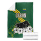 Gabon Blanket - Black Panther Graphic and Hibiscus Flower Design in National Colors