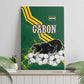 Gabon Canvas Wall Art - Black Panther Graphic and Hibiscus Flower Design in National Colors