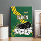 Gabon Canvas Wall Art - Black Panther Graphic and Hibiscus Flower Design in National Colors