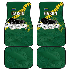 Gabon Car Mats - Black Panther Graphic and Hibiscus Flower Design in National Colors