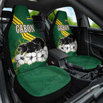 Gabon Car Seat Cover - Black Panther Graphic and Hibiscus Flower Design in National Colors