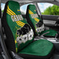 Gabon Car Seat Cover - Black Panther Graphic and Hibiscus Flower Design in National Colors