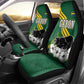 Gabon Car Seat Cover - Black Panther Graphic and Hibiscus Flower Design in National Colors