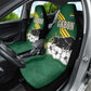 Gabon Car Seat Cover - Black Panther Graphic and Hibiscus Flower Design in National Colors