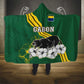 Gabon Hooded Blanket - Black Panther Graphic and Hibiscus Flower Design in National Colors
